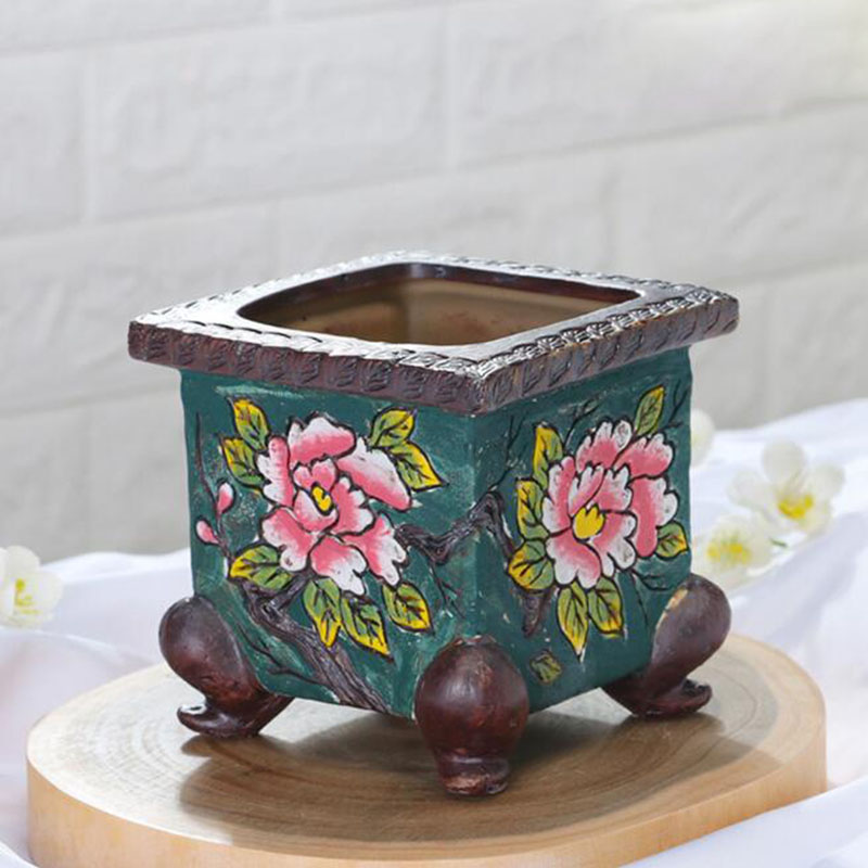 Pilea Peperomioides - Korean Style Handpainted Floral Pattern Ceramic
