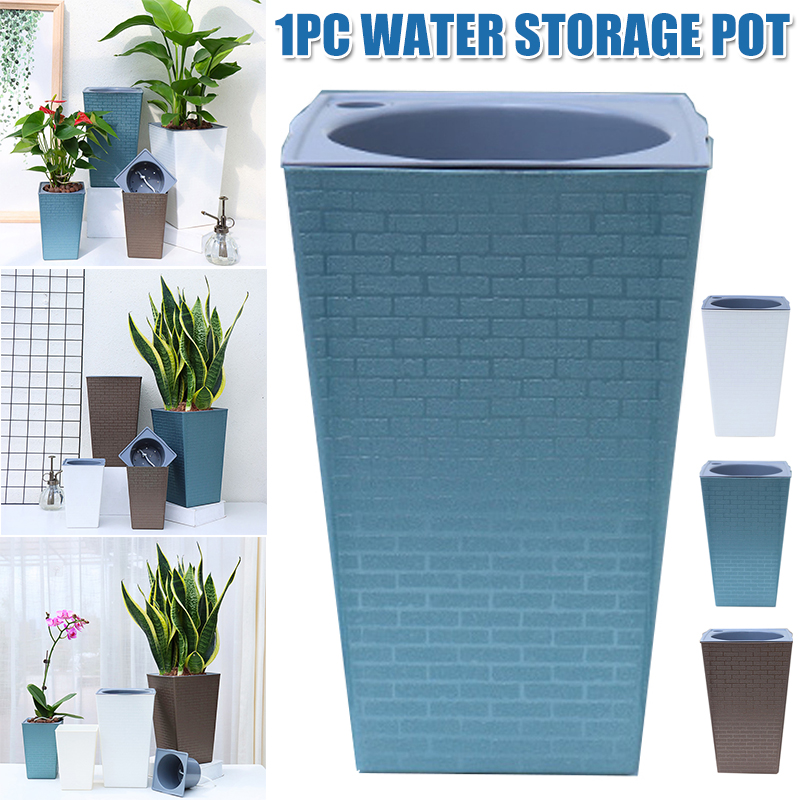 Pilea Peperomioides - Brick Pattern Flowerpot Imitation Metal Plastic